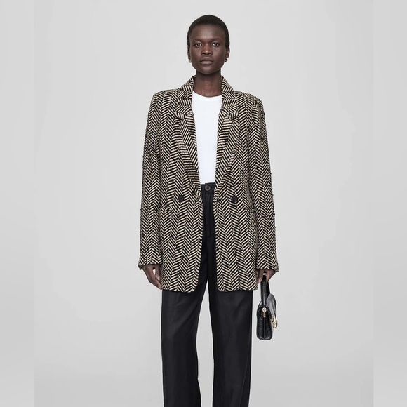 Anine Bing Women's Diana Fishbone Blazer Coat - Picture 7 of 7